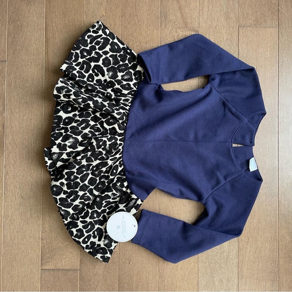 NWT elegant chic Navy and Leopard Print Dress